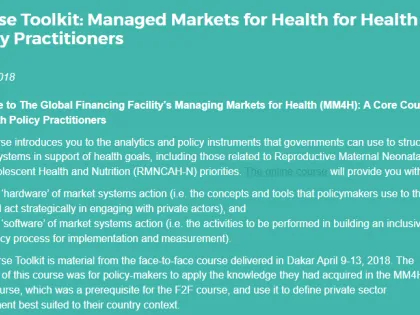 Managed Markets for Health for Health Policy Practitioners