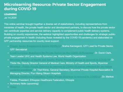 Private Sector Engagement during COVID-19